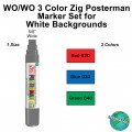 WO/WO 3 Color Zig Posterman Marker Set for White Backgrounds