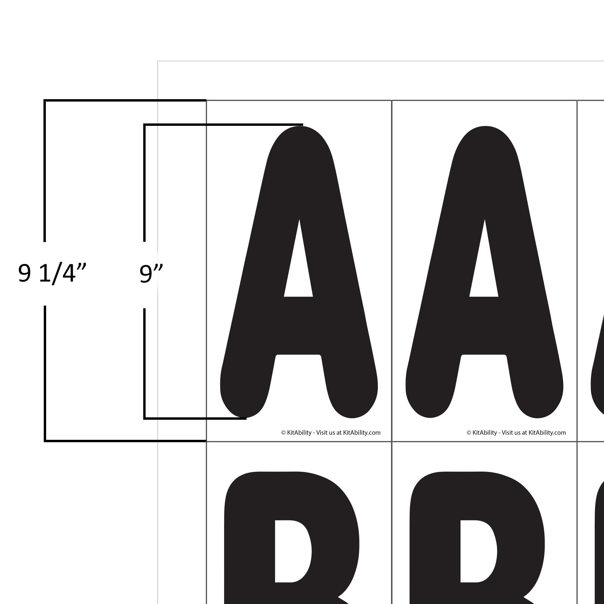 Dimensions of 4 inch characters and plastic that span two letter tracks