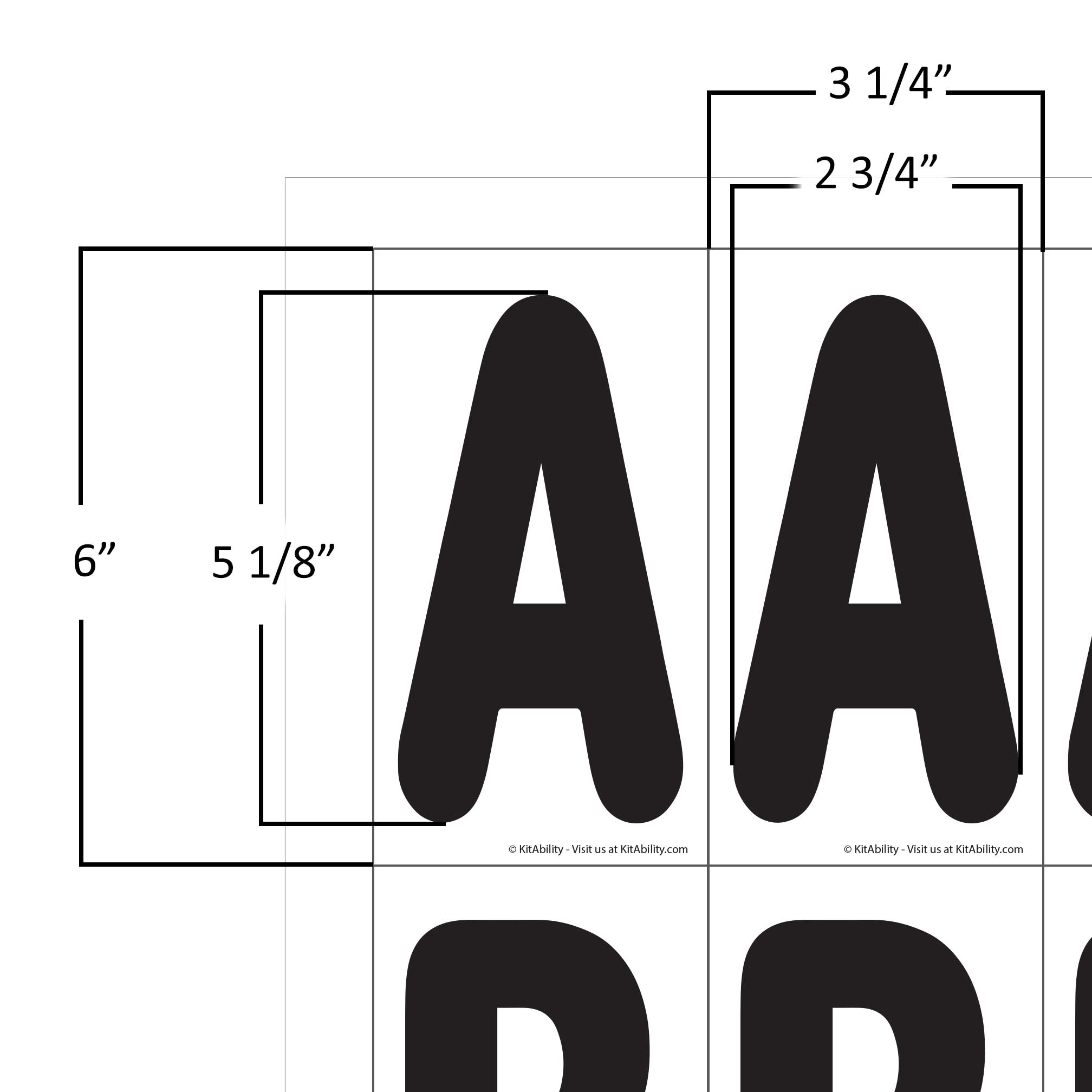 Dimensions of 5 inch characters and plastic