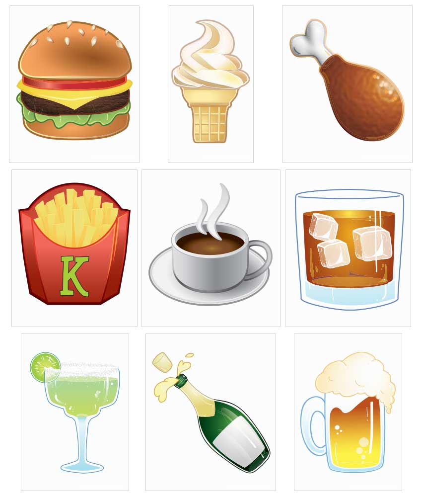 Food Service Emoji Sets for Message Board Signs with 4 Inch Tracks