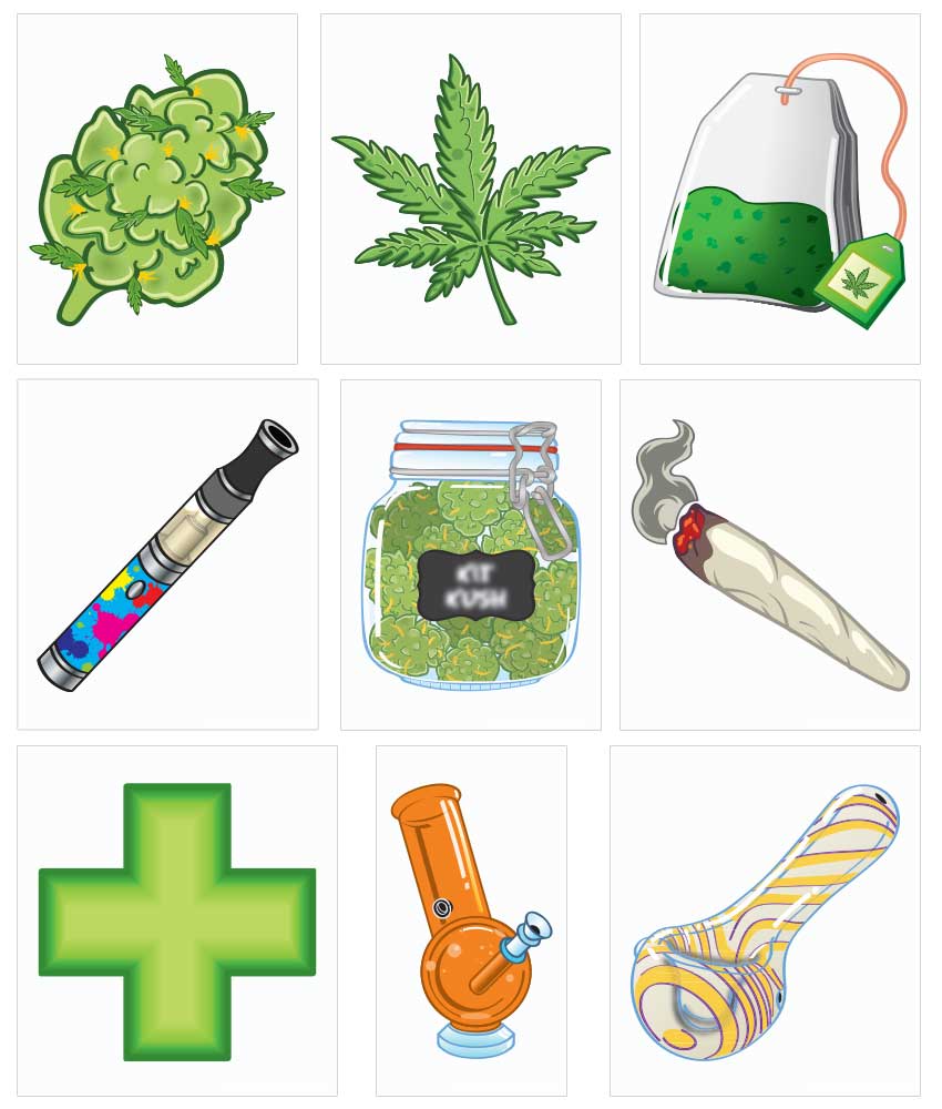 Marijuana Emoji Set for Message Board Signs with 4 Inch Tracks